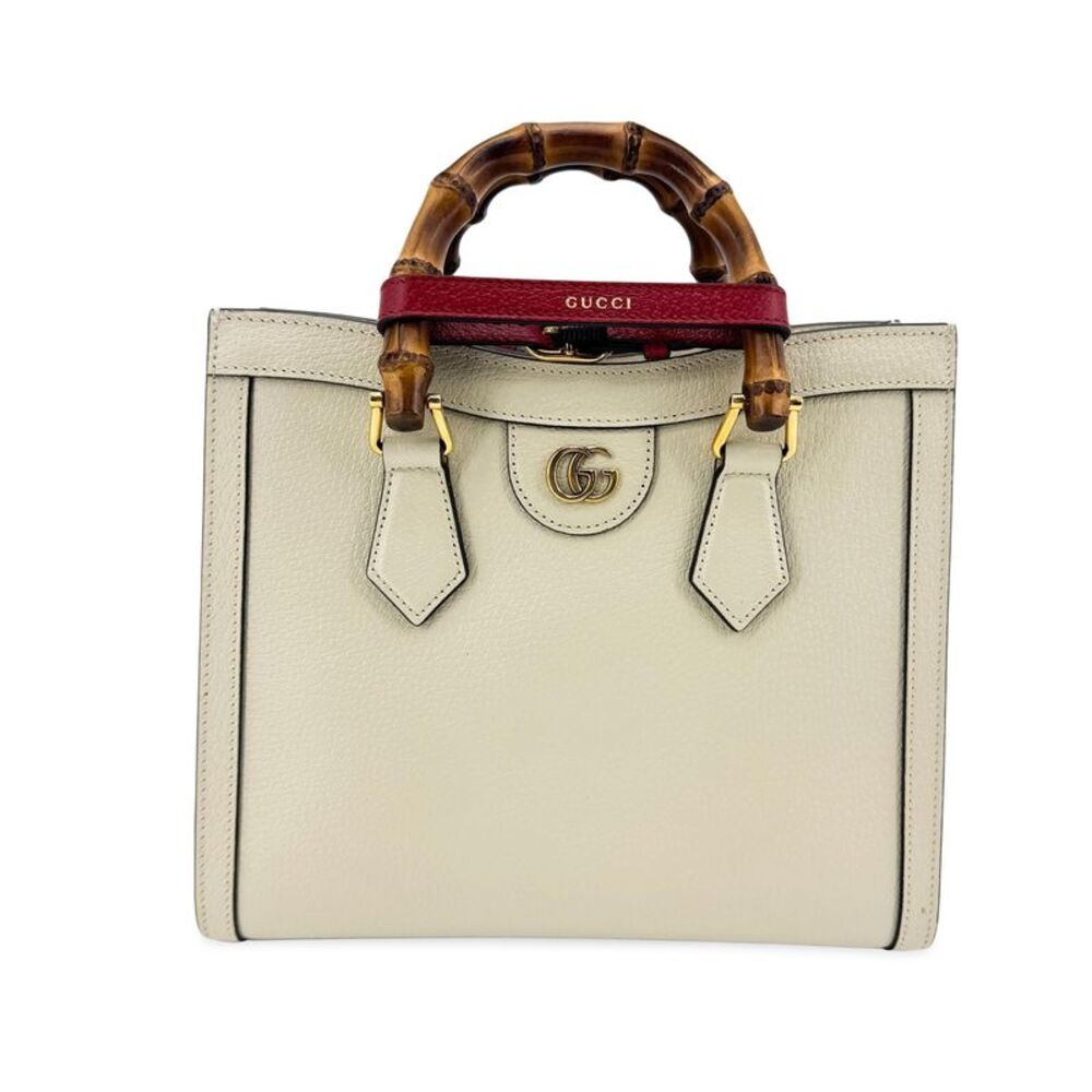 Gucci Diana Nm Bamboo Handle Leather White Leather Tote Bag Bag